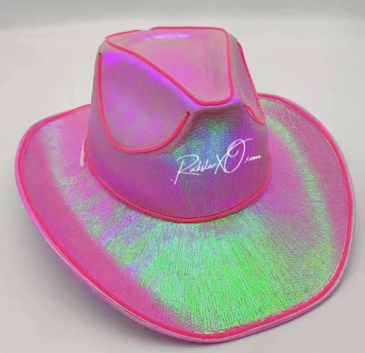 Rockstar XO Neon Light Up Cowboy Hat In 6 Vibrant Colors One Size Fits Most Shiny Poly-blend Material